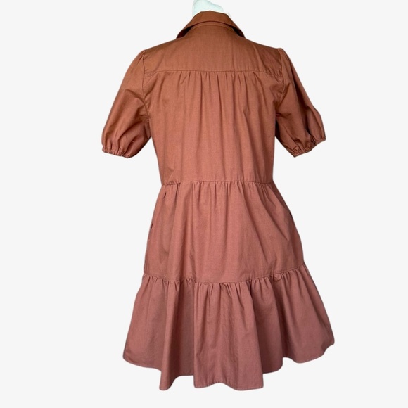 Abercrombie & Fitch Poplin Trapeze Shirt Dress in Chestnut Sz XS - Picture 7 of 9